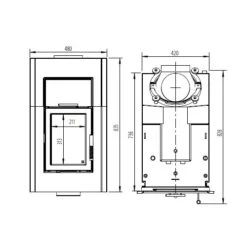 Heizeinsatz Leda Diamant H300 W 19 KW Wasserführend -Brunner Geschaft DIAMANT H200 W H300 W 1600x1600