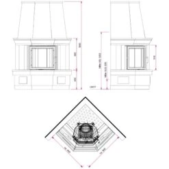 Kaminbausatz Camina S4 Eck 7 KW Speicheranlage 9 Kaminbausatz Camina S4 Eck 7 KW Speicheranlage -Brunner Geschaft Kaminbausatz Camina S4 Eck Masszeichnung 1600x1600