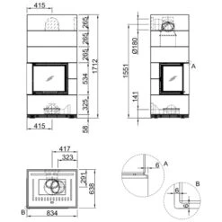 Kaminbausatz Spartherm SIM Varia 2L-55h 7 KW -Brunner Geschaft Kaminbausatz Spartherm SIM Varia 2L 55h 1 3 Technische Zeichnung 1600x1600