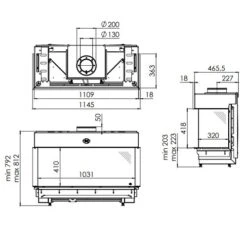 Gaskamin DRU Metro 100XT/3-41 RCH -Brunner Geschaft Metro 100XT 3 techn 1600x1600