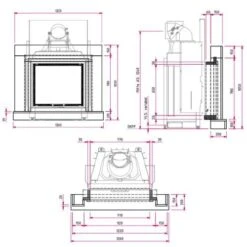Kaminbausatz Camina N28 9 KW Naturstein-Anlage -Brunner Geschaft N28 tehnical 1600x1600