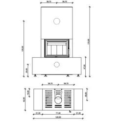 Kaminbausatz Neocube F11 4,8 KW -Brunner Geschaft neocube F11 Masszeichnungen 1600x1600
